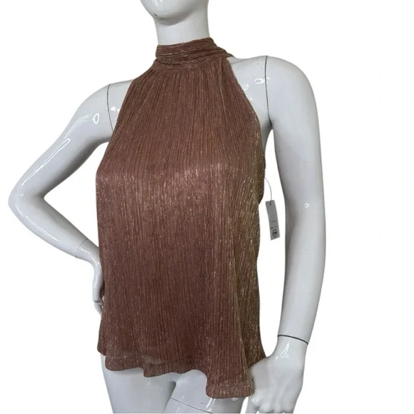 NWT Metallic sparkly holiday party Elegant Brown pink gold bold sexy Halter XL - Picture 5 of 15
